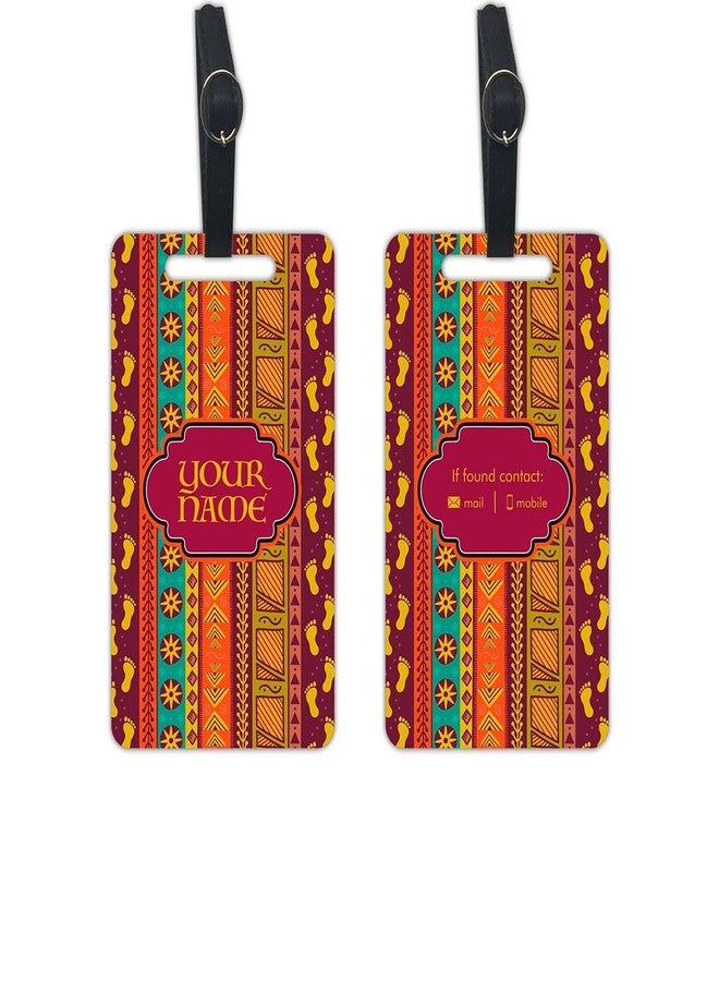 بطاقات تعريف أمتعة معدنية شخصية من نوتكيس - مجموعة من بطاقتين - تصميم عرقي